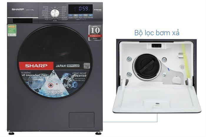 Máy giặt Sharp Inverter 11 kg ES-FM110CB-SB