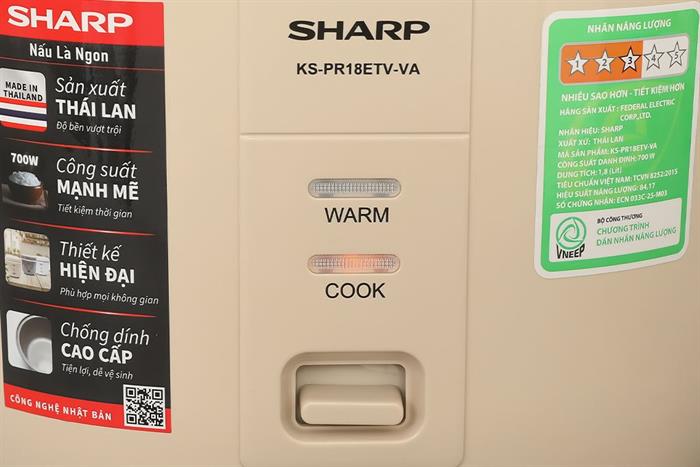 Nồi cơm nắp gài Sharp 1.8 lít KS-PR18ETV-VA