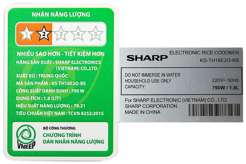 Nồi cơm điện tử Sharp 1.8 lít KS-TH18E2O-RS